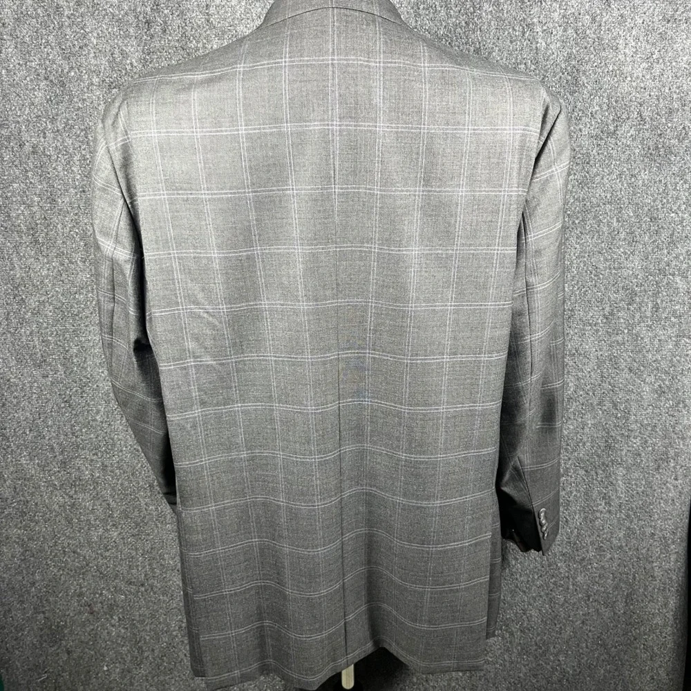 J. Hilburn 2 Piece Suit Mens 49 Grey Windowpane Vitale Barberis Canonico Wool